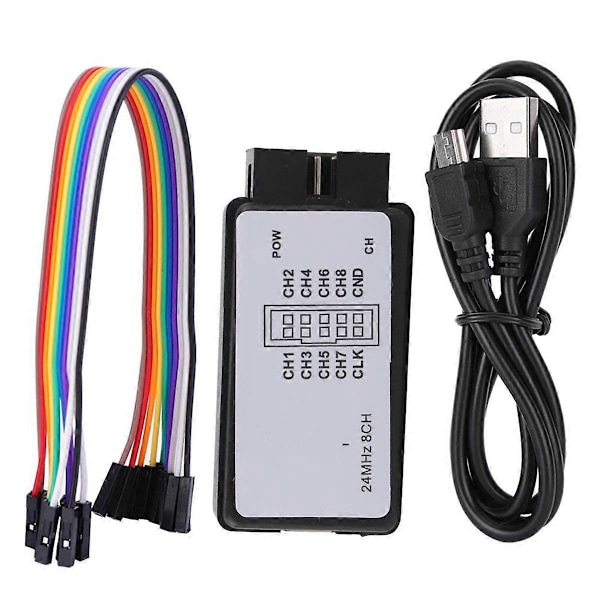 Logikanalysator 24MHz Logikanalysator Enhet USB Logikanalysator Enhet Set Mini Digital Fickstorlek 8 Kanalers Ingångsminne