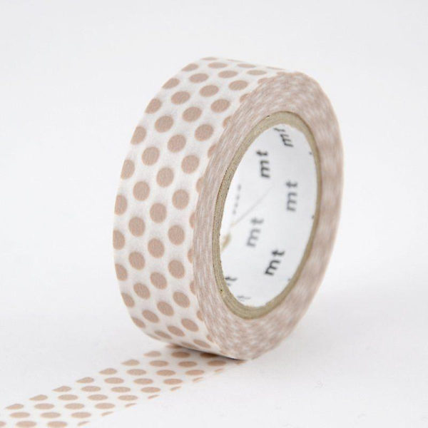 Maskeringstejp med prickar - Beige - 1,5 cm x 7 m