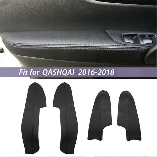 PU Läder Interiör Dörr Armstöd Panel Skydd Trim för J11 2016 2017 2018 Svart