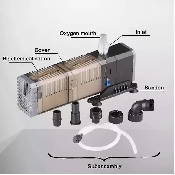 8w akvariefilter 4 i 1 internt filter, 600l/h nedsänkbar fiskdammspump syrevågstillverkare