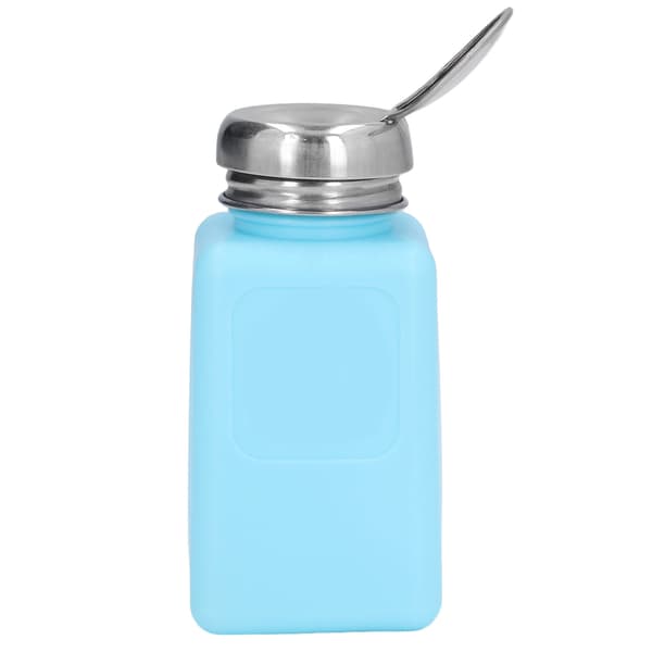 200ML Press Type Opløsningsmiddeldispenser ESD Sikker Antistatisk Firkantet Flaske med Låg i Rustfrit Stål Blå