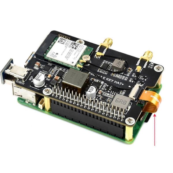 PCIe til M.2E KEY Adapter med PoE-funksjon for Raspberry Pi 5, Kompatibel med NGFF(M.2E Key) Trådløs