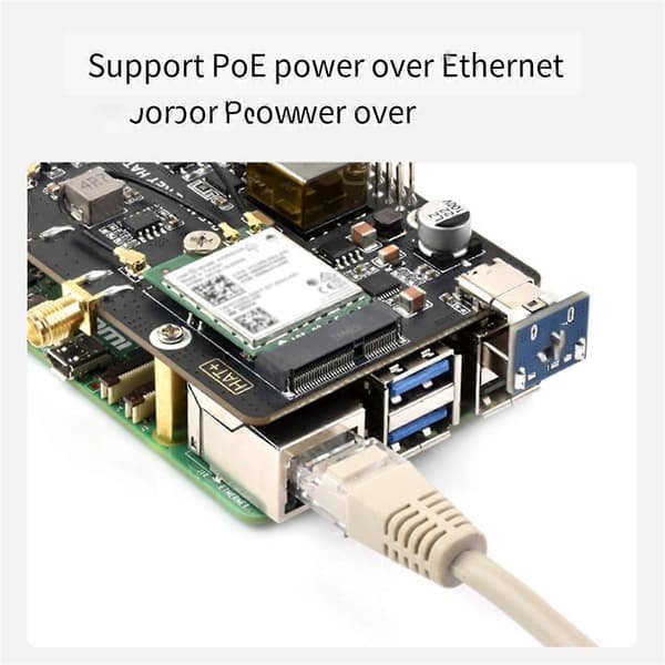 PCIe til M.2E KEY Adapter med PoE-funksjon for Raspberry Pi 5, Kompatibel med NGFF(M.2E Key) Trådløs