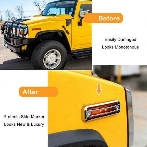 Side Marker Guard Trim Side Light Protector Cover til H2 2003-2009 Tilbehør - 4 pak