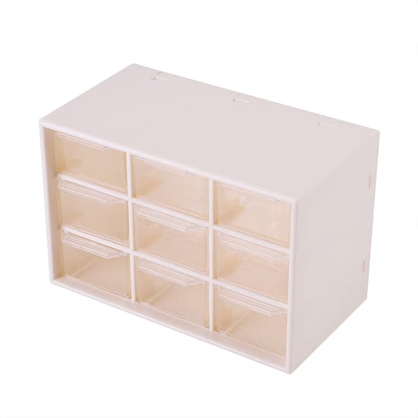 Portable Plastic 9-Compartment Mini Cabinet Drawer Jewelry Cosmetic Storage Box White