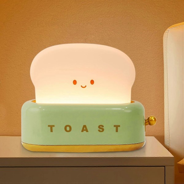 Barne nattlys, søt toastlampe for barnerom, byttbar kontroll, bærbar, oppladbar, dimbar, bursdags- og julegave til gutter og jenter