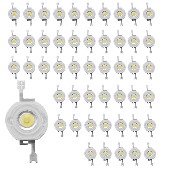 50 kpl 1W Diodi Tehokkaat Viileän Valkoiset LED-Helmiä 1 Watin Lamppu Siru 3V-3.4V