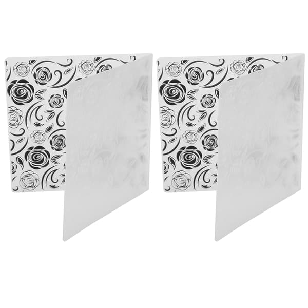 2 pcs EM200 Rose Embossing Folder, DIY Floral Texture Stencil for Card Making, Plastic Craft Template
