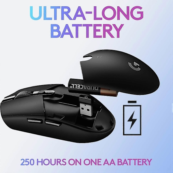 G305 LIGHTSPEED Trådløs Gaming Mus, Hero 12K Sensor, 12.000 DPI, Letvægts, 6 Programmerbare Knapper, 250 timers Batterilevetid, Indbygget Hukommelse, PC/Mac -