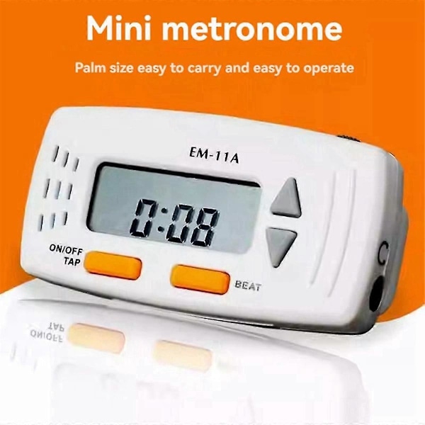 EM-11 Clip-on Gitarr Metronom med Klockfunktion Mini Elektronisk Metronom för Gitarrister, Portab