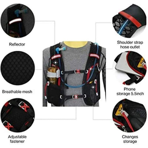 Hydreringsryggsäck, lätt ryggsäck med stor kapacitet för löpning, löparryggsäck för maratoncykling, vandring, löpning och utomhussporter