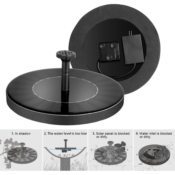 Solcellsfontän med batteri, 1,5 W utomhusfontän, vattenfontän, trädgårdsdekoration, minipump, solpump med batteri, dammpump utomhus,