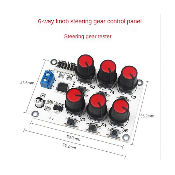6-vejs Knap Servo Driver Controller Board Overstrømsbeskyttelse Servo Tester til DIY Robot Arm Par