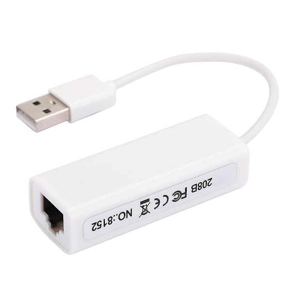 USB2.0 Ethernet Adapter RJ45 Hvid ABS RTL8152B Chip Computer Eksternt Netværkskort-YM