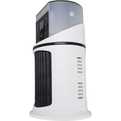 Denne bærbare USB-luftkøler kombinerer en køler, luftfugter og ventilator, ideel til kontoret og udendørs.