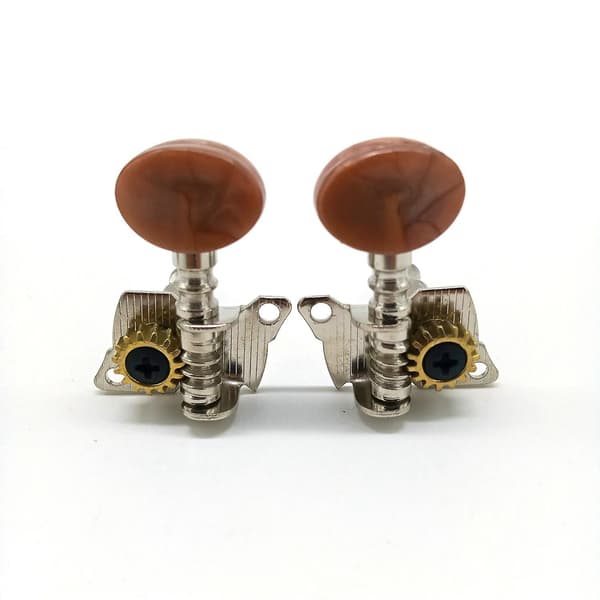 2R2L Metall Ukulele Locking String Tuner Gitarr Stämskruv Maskinhuvud med Bruna Huvudpinnar för Ukulele Gitarr Del