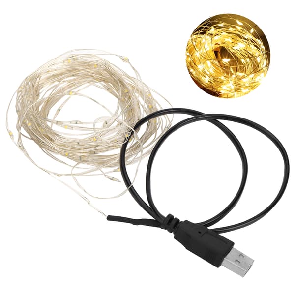 10m LED String Light Copper Wire USB Charging Decorative Lamp for Halloween Home Party Warm Light