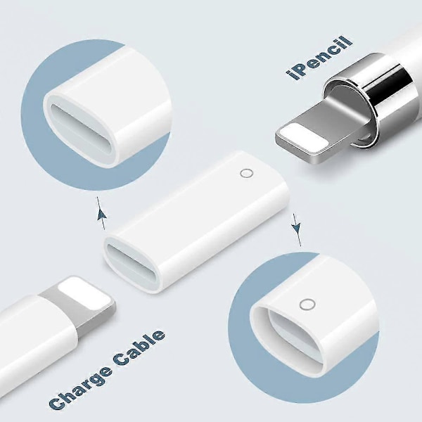 Apple Pencil Adapter, Apple iPad Pencil Lightning Hunnkontakt Til Ipencil ft
