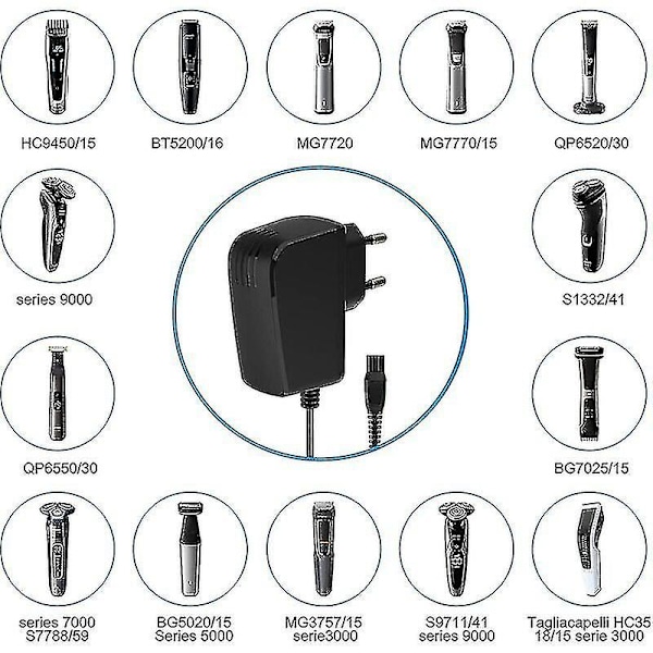 Udskiftning 15v Skraberlader Philips Hq8505 Trimmer Til 1000 3000 5000 7000 9000 Serie Qp6650 Qp6550 Qp6620 Qp6510 Qp6520 Elektrisk Strømkabel