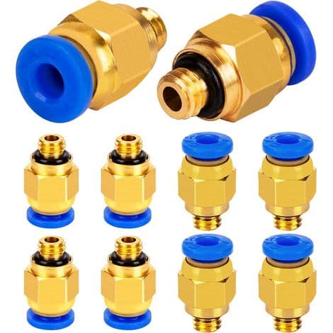 Lige pneumatisk fitting til trykluft, M6 gevind, plug-in forbindelse til 3D-printerstik, PTFE-slange, 4 mm, 10 stk., PC4-M6