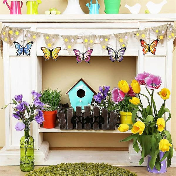 40 stk. hule sommerfuglpynt i tre for maling, 8 stiler DIY blanke uferdige treutskjæringer pynt