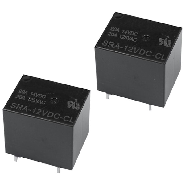 10 kpl Rele 5-nastainen SPDT SRA-12VDC- DC 12V Kela 20A Universaali PCB Uusi Musta