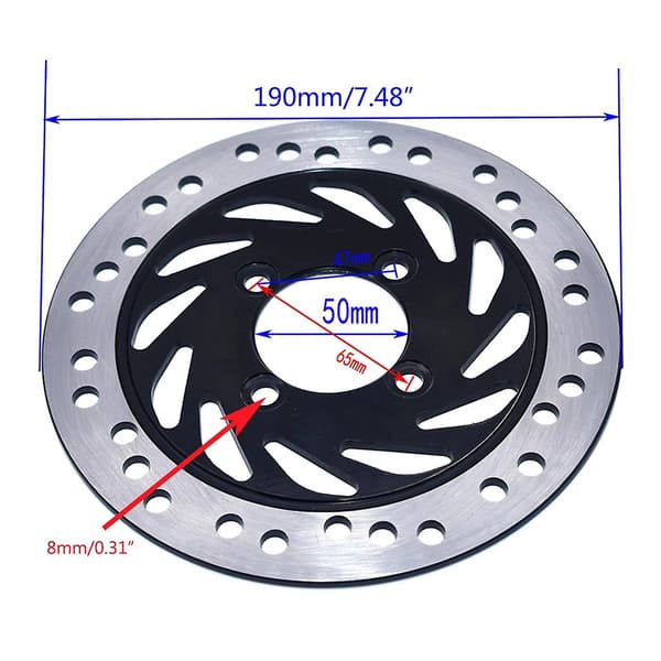 50mm 190mm Bromsskiva Rotor För ATV Quad 4-Hjulingar
