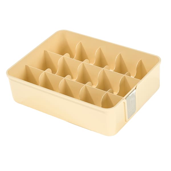 Yellow 15-Compartment Plastic Drawer Organizer for Socks, Underwear, Ties, Wardrobe Storage Box