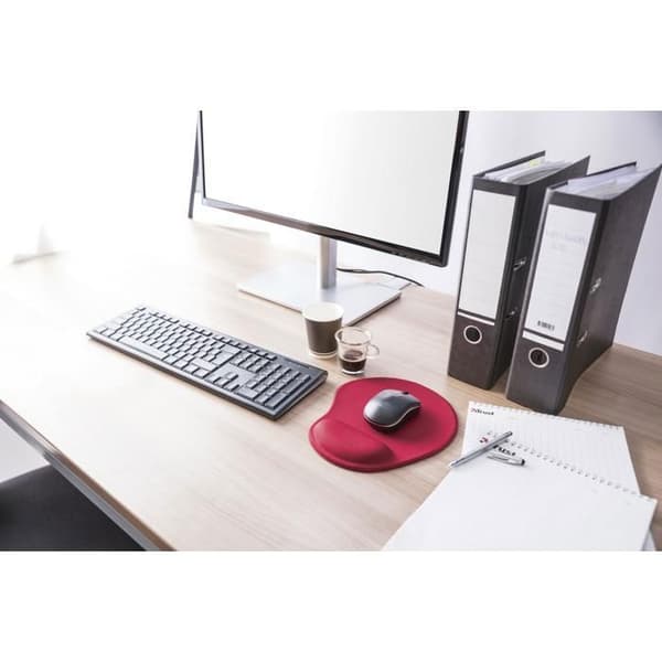 Ergonomisk musematte, gel håndleddsstøtte, sklisikker mikrofiberoverflate – PC-skrivebordskomfort – Rød