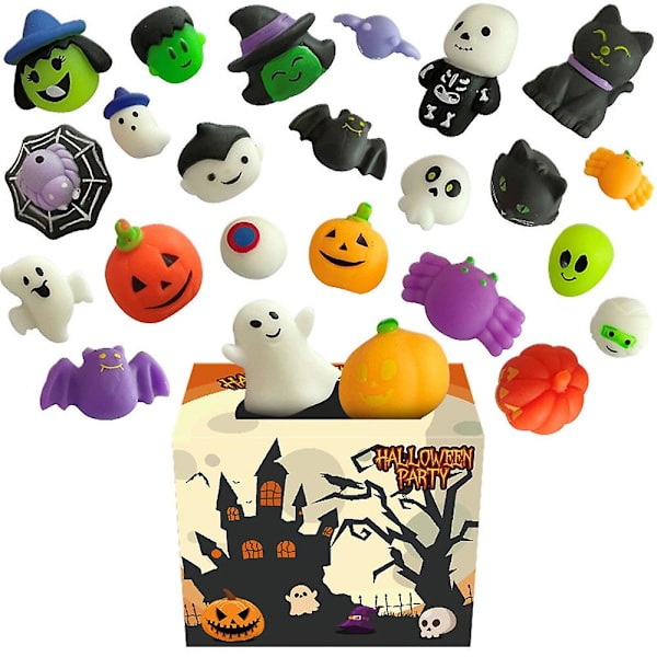 24 st Halloween Mochi Squishy Blind Box Stress Relief Överraskningsleksaker Barnpresenter