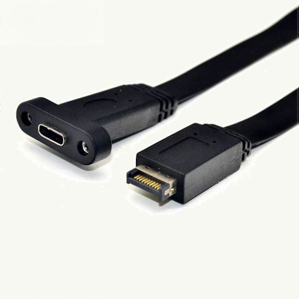 USB 3.1 Typ C Frontpanel Header Förlängningskabel, Typ E till USB 3.1 Typ C Kabel, Intern Adapterkabel, med Panel (50cm)