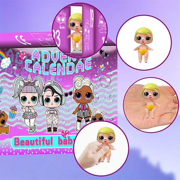 -2024 Juldockor Adventskalender 24 Dagar Nedräkningskalender Blind Box Vacker Babyöverraskning Leksak Julgåva C
