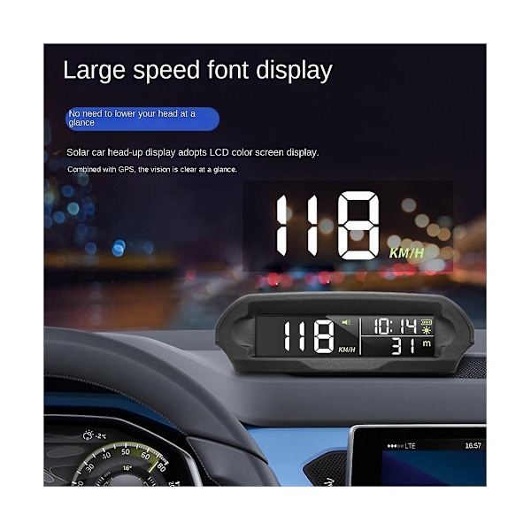 Universal Hud X 98 Bilsol Digital Måler Gps Speedometer Overspeed Alarm Afstand Højde