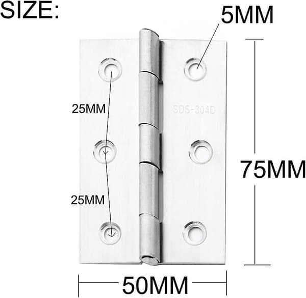 10 stk. Rustfrit Stål Hjemmøbler Hardware Dørhængsel Lang 75mm X 50mm