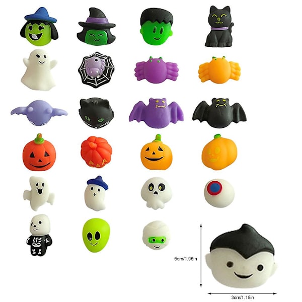 24 st Halloween Mochi Squishy Blind Box Stress Relief Överraskningsleksaker Barnpresenter