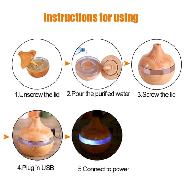 Wood Grain USB Humidifier and Oil Diffuser (300ml)