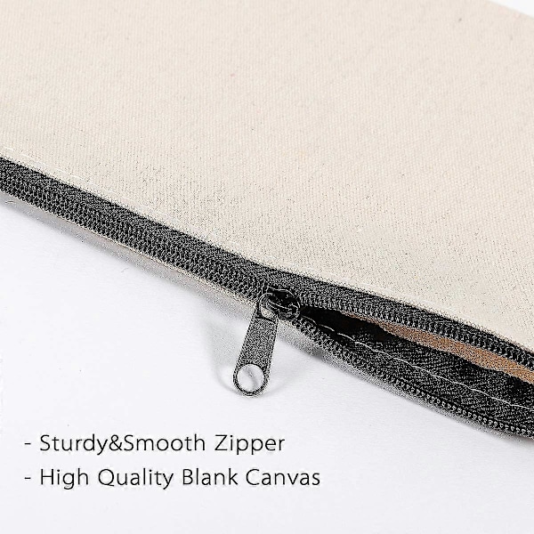 10 Pak Blanke DIY Håndværkstaske Canvas Penneblyantsæske - Bomuldscanvas Faktura Pengetaske Makeuptaske