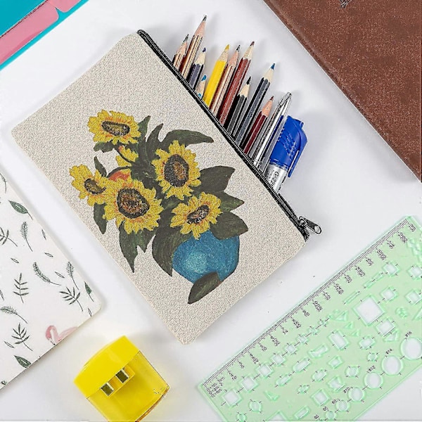 10 Pak Blanke DIY Håndværkstaske Canvas Penneblyantsæske - Bomuldscanvas Faktura Pengetaske Makeuptaske