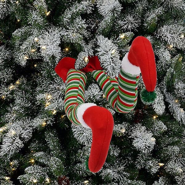 Julemandens Elf Ben Plush Fyldte Fødder med Sko Juletræ Dekorativ Pynt Julepynt