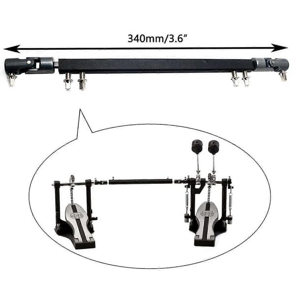 Dobbel Basstrommepedal Drivaksel Stål Basstrommepedal Koblingsarm, Svart