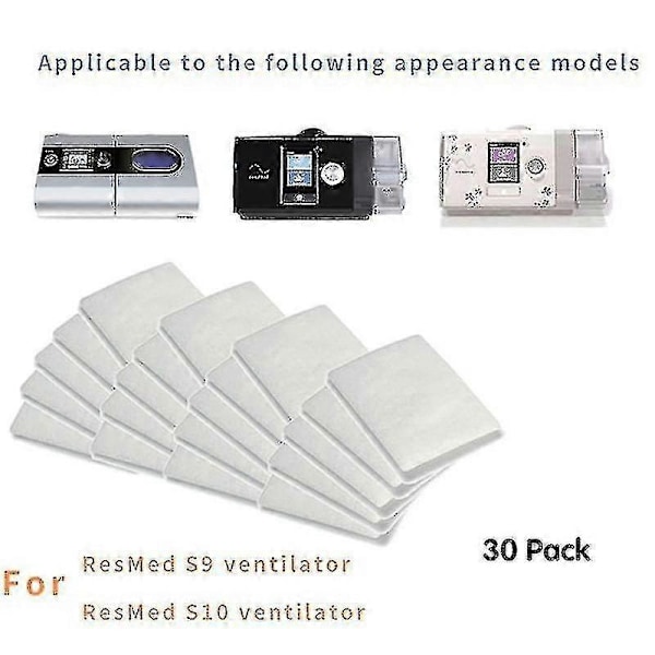 30 stk. engangs luftfiltre Premium engangs universelle erstatningsfiltre for Resmed Airsense 10 Aircurve10 S9