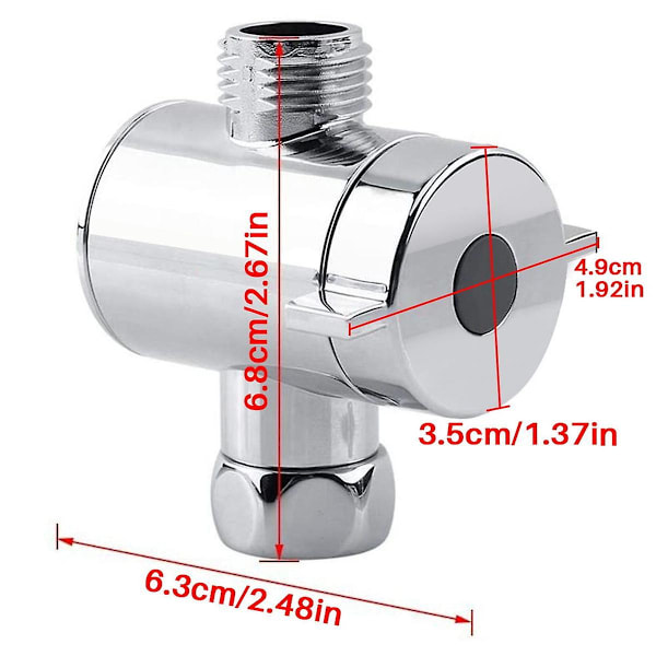 ABS Krom 3-veis Diverter Slangetilkobling T-formet Adapterkontakt for Vinkelventil Slange Bad Dusj A