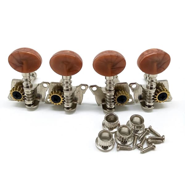 2R2L Metall Ukulele Locking String Tuner Gitarr Stämskruv Maskinhuvud med Bruna Huvudpinnar för Ukulele Gitarr Del