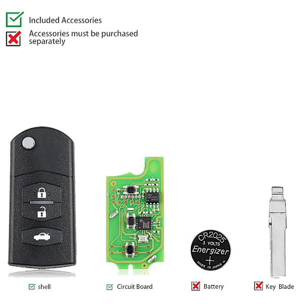 1 st för XKMA00EN Biltråd Fjärrnyckel för Flip 3 Knappar Engelsk Version VVDI Nyckelverktyg