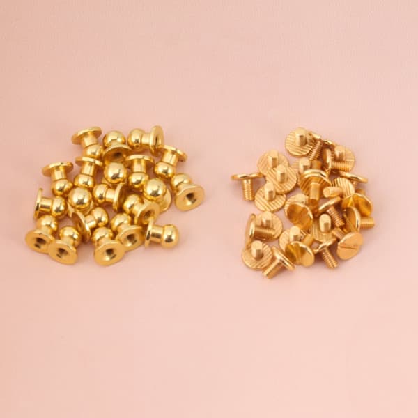 Solid Copper Rivets - 20 Pcs Round Head Leather Accessories (10*8 mm, Gold)