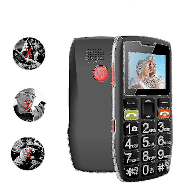 Mobiltelefoner för äldre, seniormobiltelefoner med SOS-knapp, mobiltelefon med stora knappar
