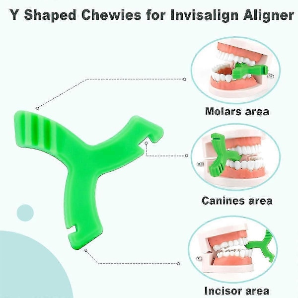 4 KPL Chewies Invisalign-oikomiskojeille, Y-muotoiset Chewies-purulelut oikomiskojeiden istuvuuden parantamiseen