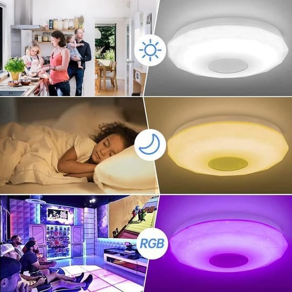 LED Taklampe - 36W - Bluetooth - Fjernkontroll og App-kontroll
