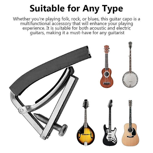 Gitarr Kapo Professionell Akustisk Gitarr Kapo Bottenstödstyp Inbyggd Gummikudde Metall Gitarr Kapo Stränginstrument Tillbehör för Folk Klassi