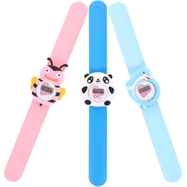 3pcs Children Watch Cartoon Wrist Watches Patting Watch Gift for Students